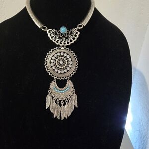 Silver and Turquoise Statement Necklace